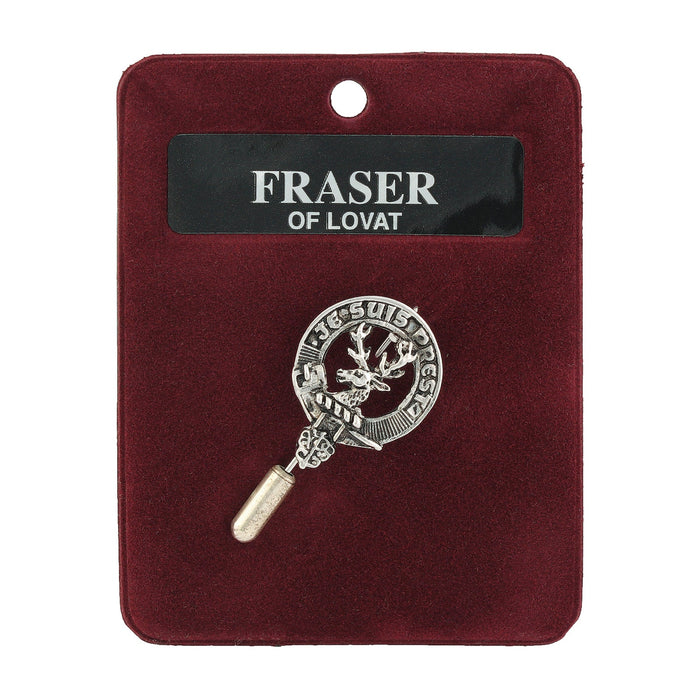 Fraser of Lovat Clan Badge, Kilt Pin, Lapel Pin, Cufflinks, Keyring/Key Fob & Gift Set — Fine Pewter by Art Pewter — Made in Scotland (Shiny Finish) - Heritage Of Scotland - Lapel Pin