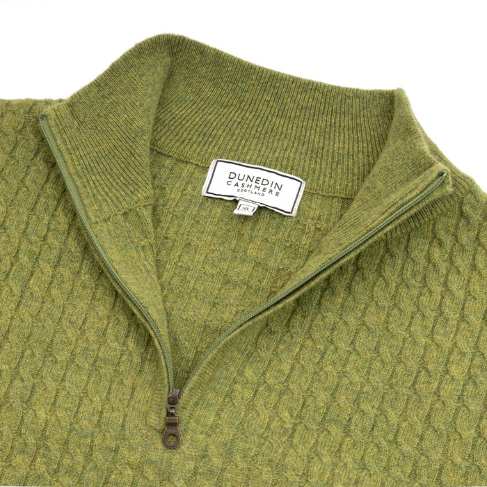 Gents 1/2 Zip Sweater Green Jeans - Heritage Of Scotland - GREEN JEANS