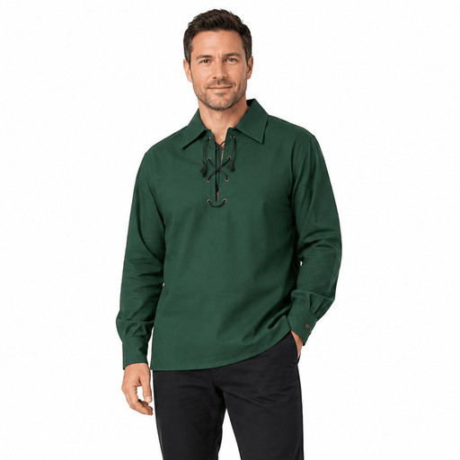 Gents Deluxe Ghillie Shirt Green - Heritage Of Scotland - GREEN / S