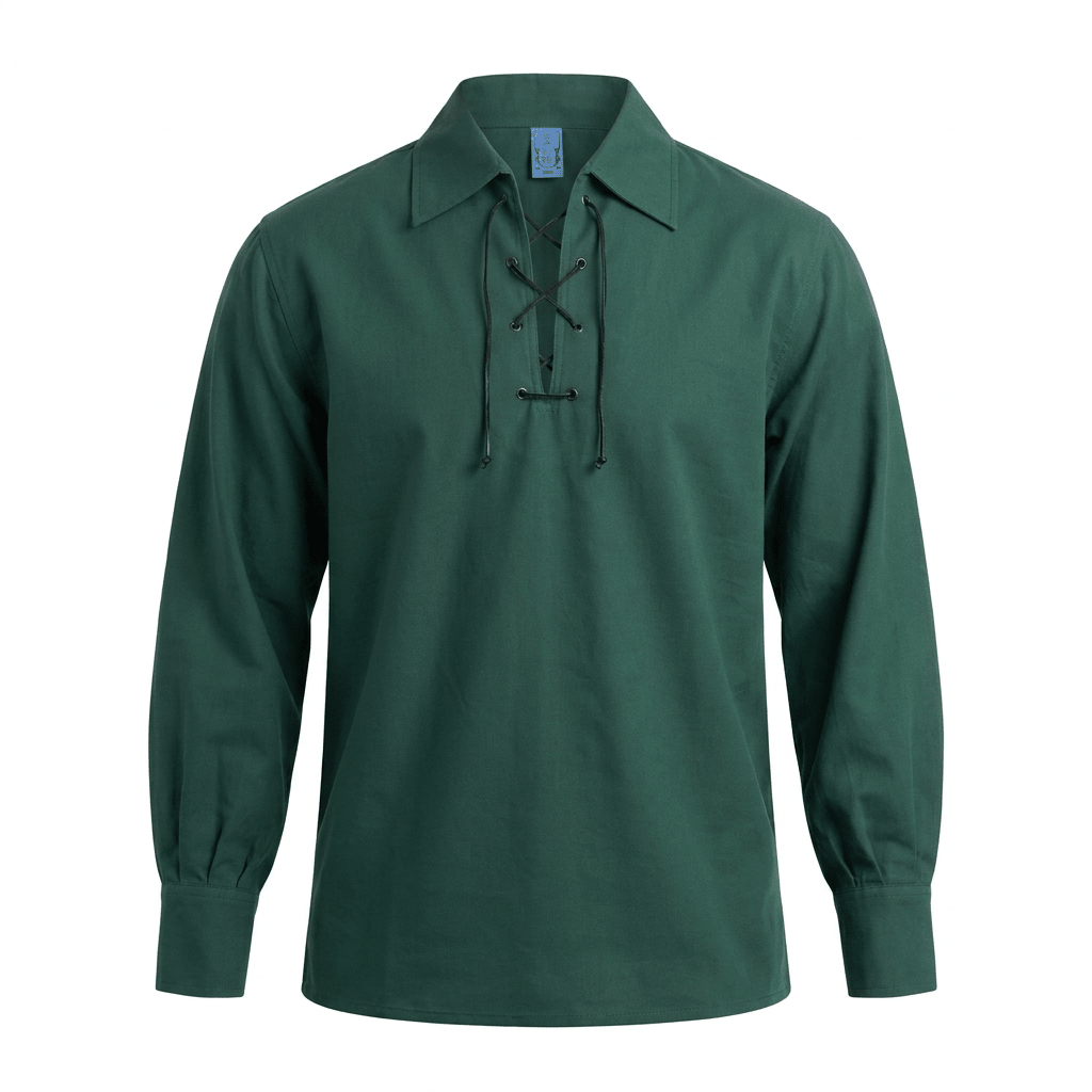 Gents Deluxe Ghillie Shirt Green - Heritage Of Scotland - GREEN / S