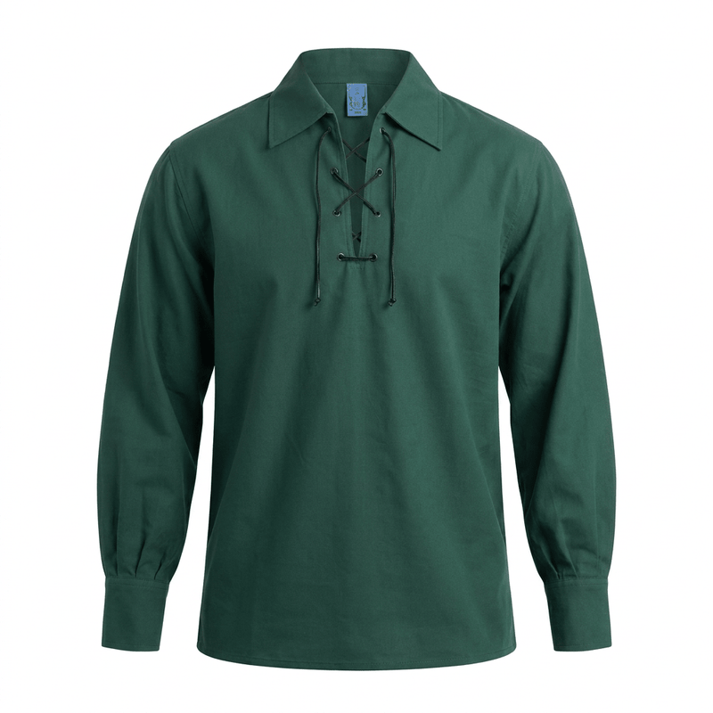Gents Deluxe Ghillie Shirt Green - Heritage Of Scotland - GREEN / S