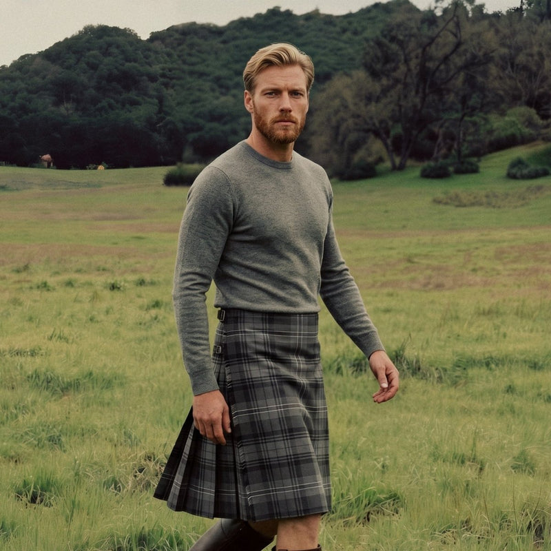 Gents Full Deluxe Kilt Hamilton Grey - Heritage Of Scotland - Hamilton Grey