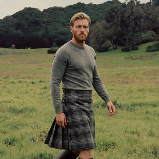 Gents Full Deluxe Kilt Hamilton Grey - Heritage Of Scotland - Hamilton Grey