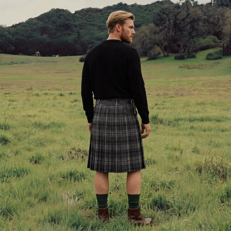 Gents Full Deluxe Kilt Hamilton Grey - Heritage Of Scotland - Hamilton Grey