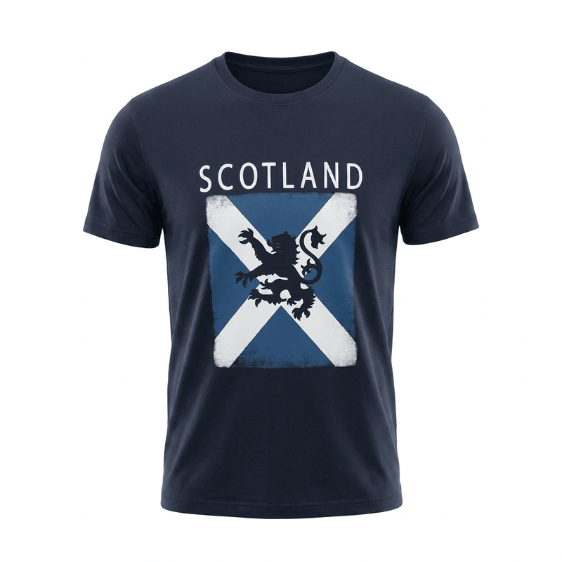 Gents Scotland Distressed Saltire Lion T-Shirt - Heritage Of Scotland - NAVY / S