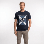 Gents Scotland Distressed Saltire Lion T-Shirt - Heritage Of Scotland - NAVY / S
