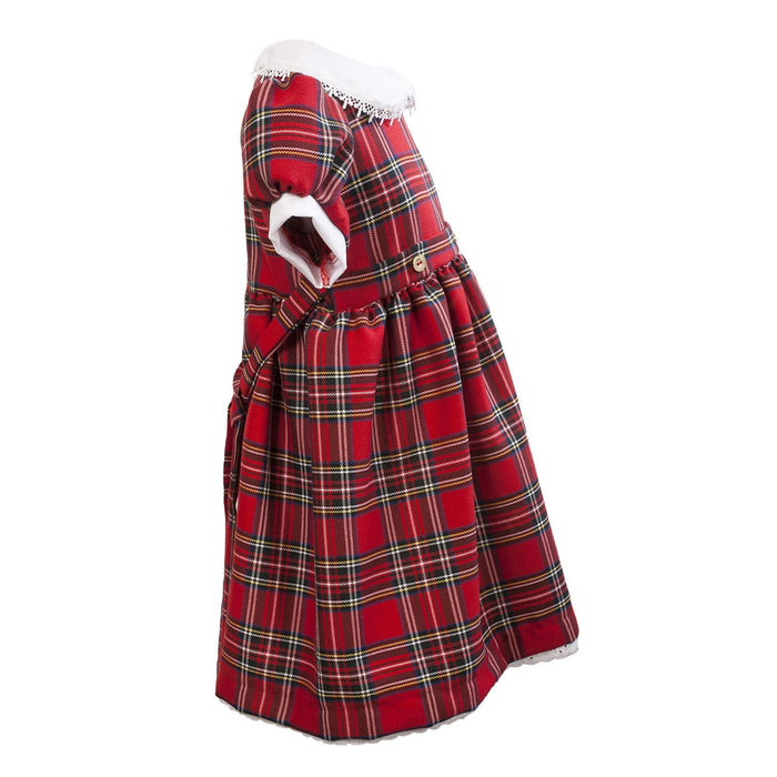 Girls Tartan Dress With Belt Stewart Royal - Heritage Of Scotland - STEWART ROYAL