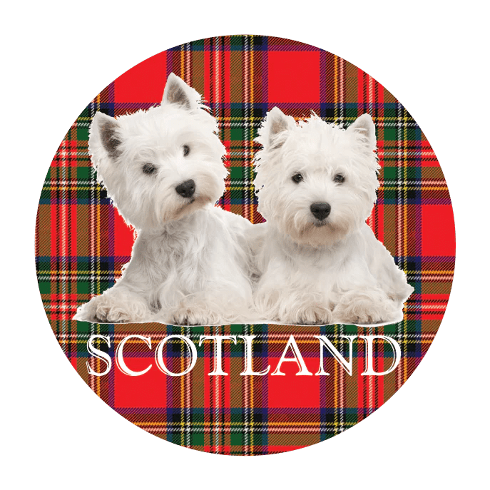 Glass - Look Pebble Scotland Magnet – Piper, Coo, Thistle, or Westie (5cm) - Heritage Of Scotland - Westie Dogs