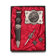 Gordon Clan Badge, Kilt Pin, Lapel Pin, Cufflinks, Keyring/Key Fob & Gift Set — Fine Pewter by Art Pewter — Made in Scotland (Shiny Finish) - Heritage Of Scotland - Gift Set