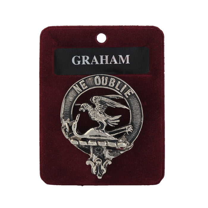Graham Clan Badge, Kilt Pin, Lapel Pin, Cufflinks, Keyring/Key Fob & Gift Set — Fine Pewter by Art Pewter — Made in Scotland (Shiny Finish) - Heritage Of Scotland - Badge