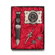 Graham Clan Badge, Kilt Pin, Lapel Pin, Cufflinks, Keyring/Key Fob & Gift Set — Fine Pewter by Art Pewter — Made in Scotland (Shiny Finish) - Heritage Of Scotland - Gift Set