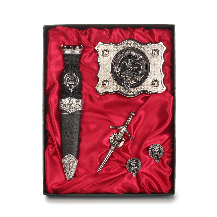 Graham Clan Badge, Kilt Pin, Lapel Pin, Cufflinks, Keyring/Key Fob & Gift Set — Fine Pewter by Art Pewter — Made in Scotland (Shiny Finish) - Heritage Of Scotland - Gift Set