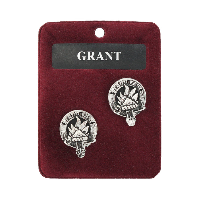 Grant Clan Badge, Kilt Pin, Lapel Pin, Cufflinks, Keyring/Key Fob & Gift Set — Fine Pewter by Art Pewter — Made in Scotland (Shiny Finish) - Heritage Of Scotland - Cufflinks