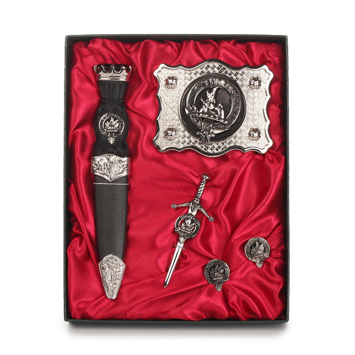 Grant Clan Badge, Kilt Pin, Lapel Pin, Cufflinks, Keyring/Key Fob & Gift Set — Fine Pewter by Art Pewter — Made in Scotland (Shiny Finish) - Heritage Of Scotland - Gift Set