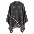 Grey Bee Print Reversible Wrap Cape for Women - DARK GREY AND LIGHT GREY - Heritage Of Scotland -