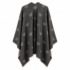 Grey Bee Print Reversible Wrap Cape for Women - DARK GREY AND LIGHT GREY - Heritage Of Scotland -