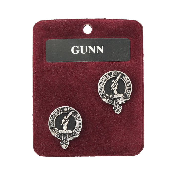 Gunn Clan Badge, Kilt Pin, Lapel Pin, Cufflinks, Keyring/Key Fob & Gift Set — Fine Pewter by Art Pewter — Made in Scotland (Shiny Finish) - Heritage Of Scotland - Cufflinks