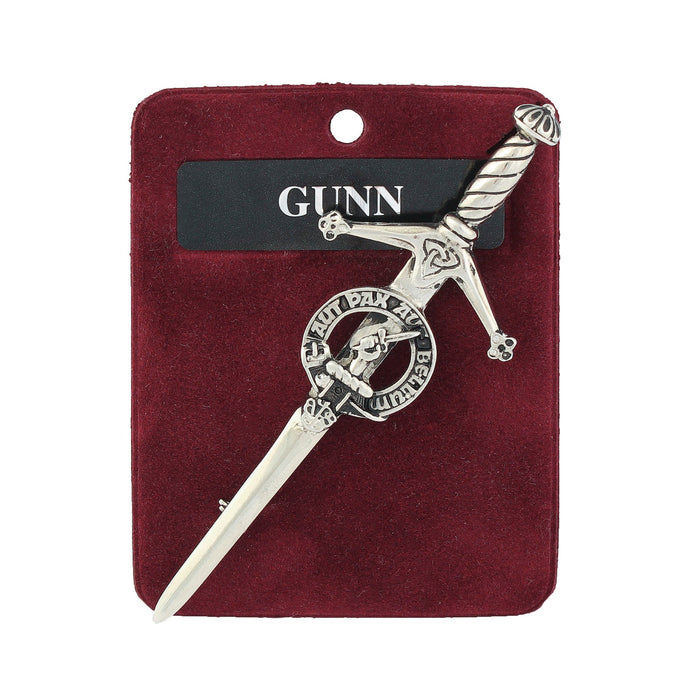 Gunn Clan Badge, Kilt Pin, Lapel Pin, Cufflinks, Keyring/Key Fob & Gift Set — Fine Pewter by Art Pewter — Made in Scotland (Shiny Finish) - Heritage Of Scotland - Kilt Pin
