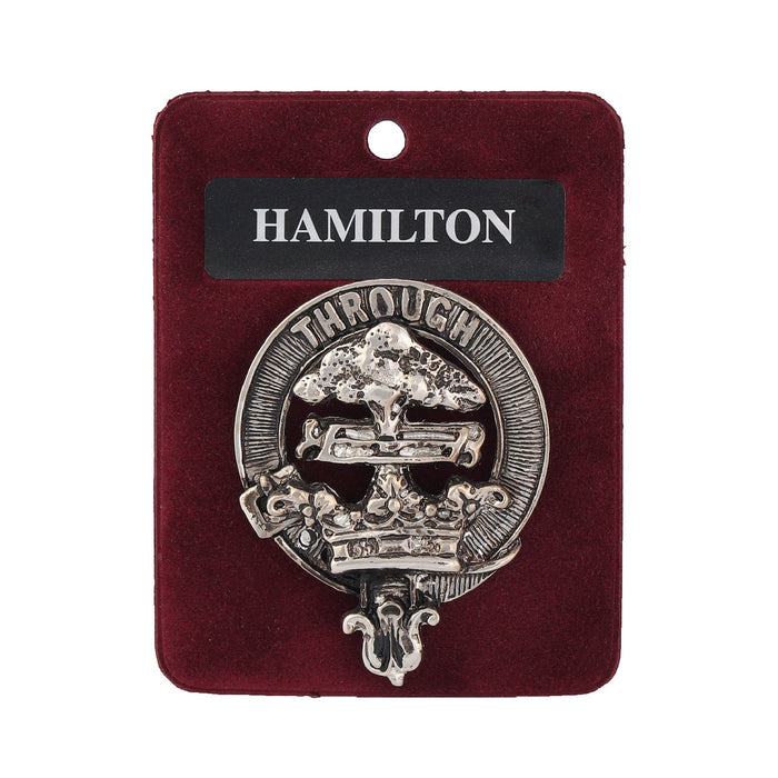 Hamilton Clan Badge, Kilt Pin, Lapel Pin, Cufflinks, Keyring/Key Fob & Gift Set — Fine Pewter by Art Pewter — Made in Scotland (Shiny Finish) - Heritage Of Scotland - Badge