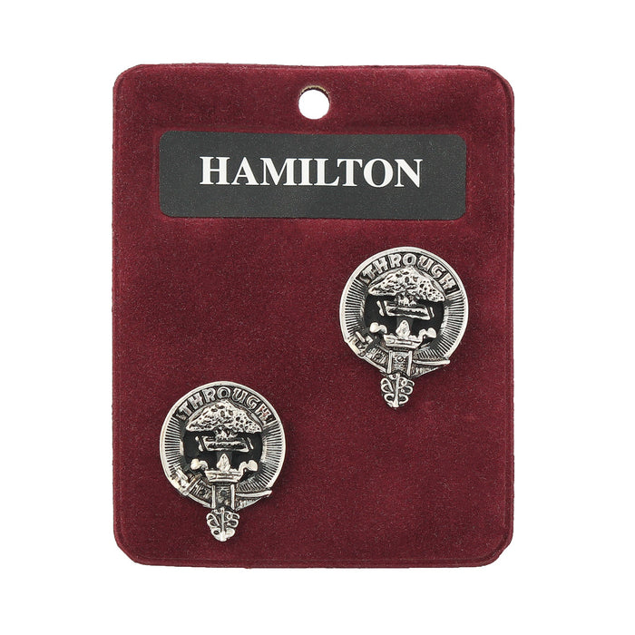 Hamilton Clan Badge, Kilt Pin, Lapel Pin, Cufflinks, Keyring/Key Fob & Gift Set — Fine Pewter by Art Pewter — Made in Scotland (Shiny Finish) - Heritage Of Scotland - Cufflinks