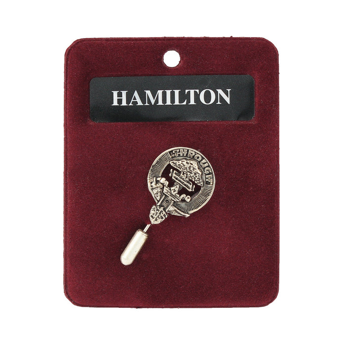 Hamilton Clan Badge, Kilt Pin, Lapel Pin, Cufflinks, Keyring/Key Fob & Gift Set — Fine Pewter by Art Pewter — Made in Scotland (Shiny Finish) - Heritage Of Scotland - Lapel Pin