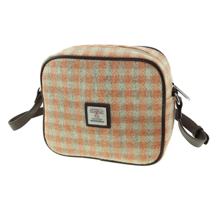 Harris Tweed Almond Mini Bag - Compact Scottish Crossbody Bag - Heritage Of Scotland - Coral Gingham (COL105)