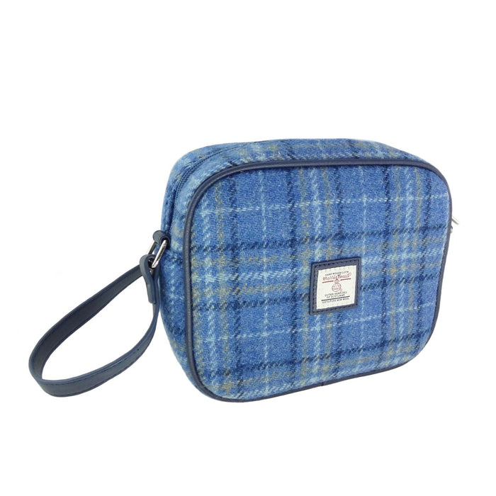 Harris Tweed Almond Mini Bag - Compact Scottish Crossbody Bag - Heritage Of Scotland - Light Blue Check (COL129)