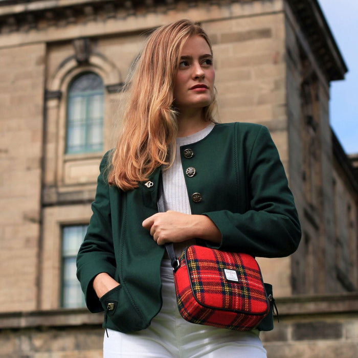 Harris Tweed Almond Mini Bag - Compact Scottish Crossbody Bag - Heritage Of Scotland - MacLeod Tartan (COL015)