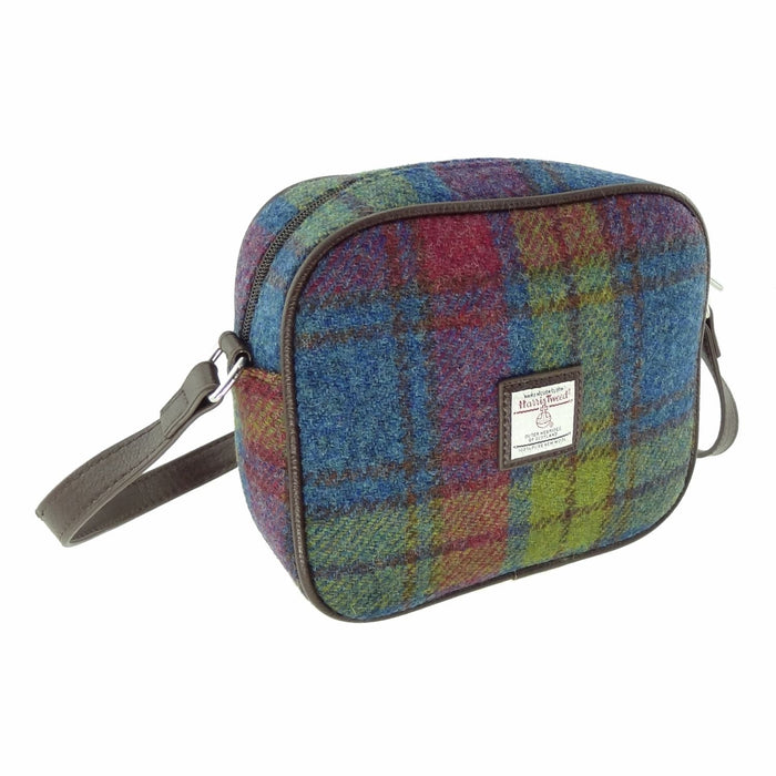 Harris Tweed Almond Mini Bag - Compact Scottish Crossbody Bag - Heritage Of Scotland - Multi Colour Tartan (COL046)