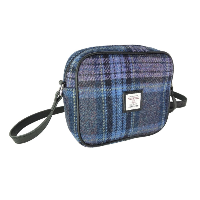 Harris Tweed Almond Mini Bag - Compact Scottish Crossbody Bag - Heritage Of Scotland - Purple Stewart Tartan (COL143)