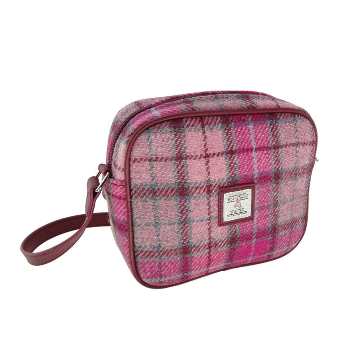 Harris Tweed Almond Mini Bag - Compact Scottish Crossbody Bag - Heritage Of Scotland - Vibrant Pink Buchanan (COL138)
