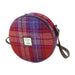 Harris Tweed Bannock Round Bag - Stylish Wool Round Shoulder Bag - Heritage Of Scotland - Orange/Purple Tartan (COL142)