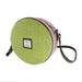 Harris Tweed Bannock Round Bag - Stylish Wool Round Shoulder Bag - Heritage Of Scotland - Plain Green with Pink contrast (COL110)