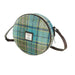 Harris Tweed Bannock Round Bag - Stylish Wool Round Shoulder Bag - Heritage Of Scotland - Turquoise Tartan (COL122)