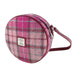 Harris Tweed Bannock Round Bag - Stylish Wool Round Shoulder Bag - Heritage Of Scotland - Vibrant Pink Buchanan (COL138)