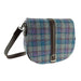 Harris Tweed Beauly Shoulder Bag - Classic Tartan Everyday Bag - Heritage Of Scotland - Blue and Purple Check on Grey (COL098)