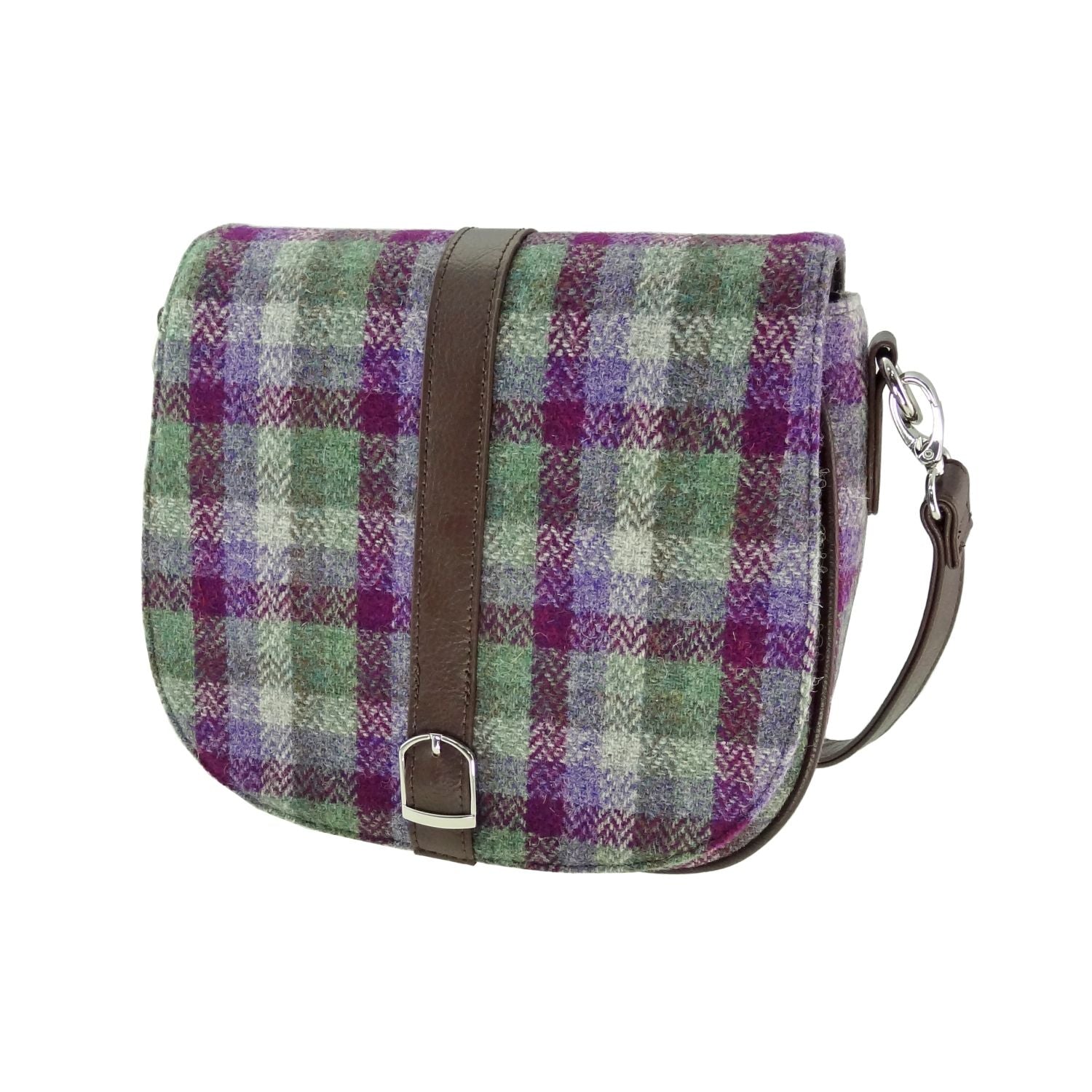 Harris Tweed Beauly Shoulder Bag - Classic Tartan Everyday Bag - Heritage Of Scotland - Green Small Check (COL133)