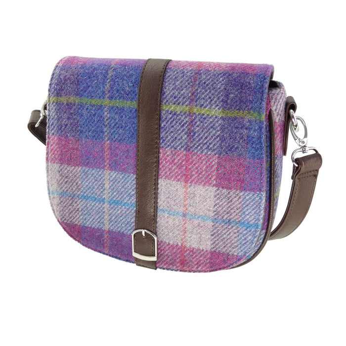 Harris Tweed Beauly Shoulder Bag - Classic Tartan Everyday Bag - Heritage Of Scotland - Purple and Pink Tartan (COL047)