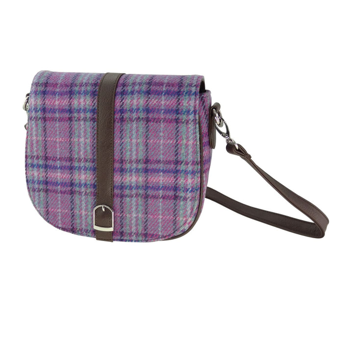 Harris Tweed Beauly Shoulder Bag - Classic Tartan Everyday Bag - Heritage Of Scotland - Purple & Mint Check (COL146)