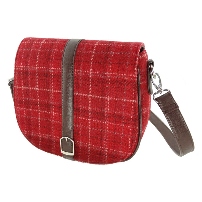 Harris Tweed Beauly Shoulder Bag - Classic Tartan Everyday Bag - Heritage Of Scotland - Red Check (COL102)