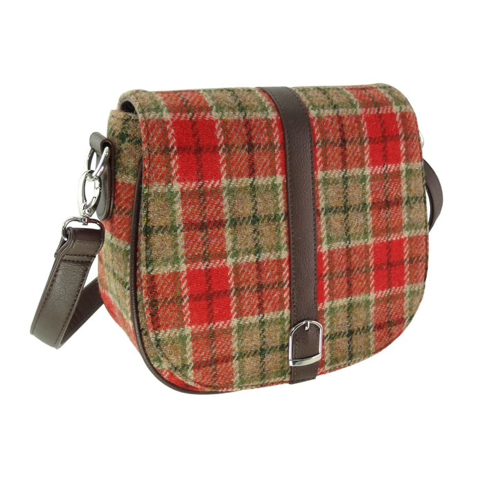 Harris Tweed Beauly Shoulder Bag - Classic Tartan Everyday Bag - Heritage Of Scotland - Red & Green Tartan (COL141)