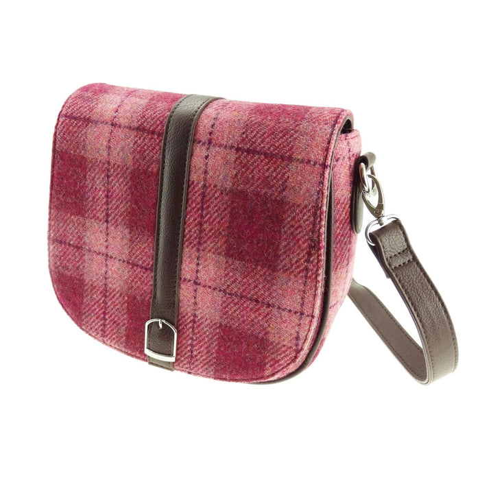 Harris Tweed Beauly Shoulder Bag - Classic Tartan Everyday Bag - Heritage Of Scotland - Salmon Pink Check (COL099)