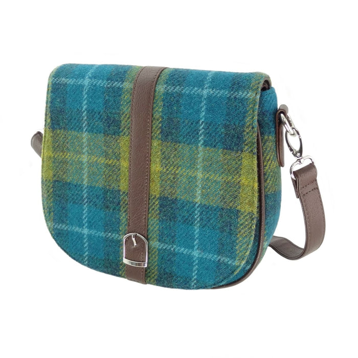 Harris Tweed Beauly Shoulder Bag - Classic Tartan Everyday Bag - Heritage Of Scotland - Sea Blue and Green Tartan (COL114)