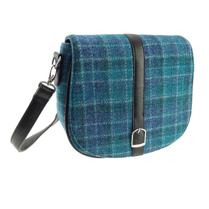 Harris Tweed Beauly Shoulder Bag - Classic Tartan Everyday Bag - Heritage Of Scotland - Sea Blue Check (COL092)