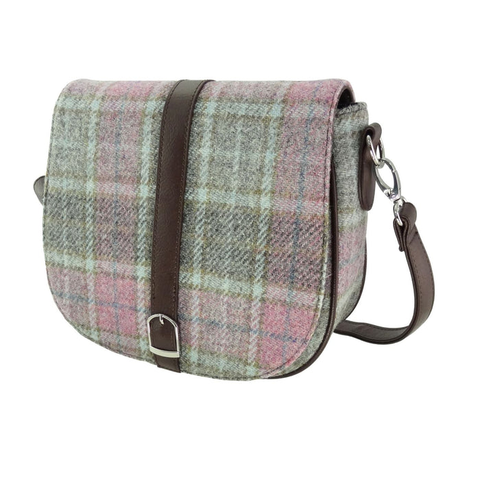 Harris Tweed Beauly Shoulder Bag - Classic Tartan Everyday Bag - Heritage Of Scotland - Soft Pink Buchanan (COL134)