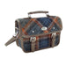 Harris Tweed Bervie Mini Satchel - Compact Tartan Satchel Bag - Heritage Of Scotland - Grey with Rust Overcheck (COL127)