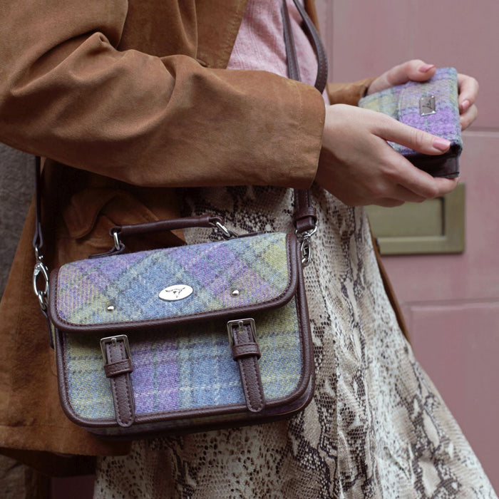 Harris Tweed Bervie Mini Satchel - Compact Tartan Satchel Bag - Heritage Of Scotland - MacLeod Tartan (COL015)