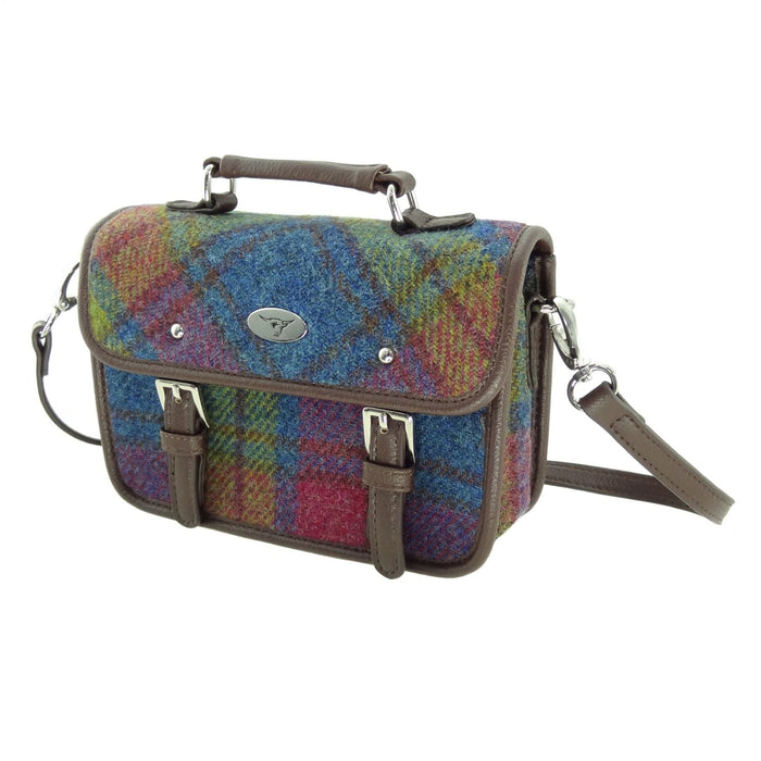 Harris Tweed Bervie Mini Satchel - Compact Tartan Satchel Bag - Heritage Of Scotland - Multi Colour Tartan (COL046)