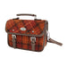 Harris Tweed Bervie Mini Satchel - Compact Tartan Satchel Bag - Heritage Of Scotland - Rust with Orange Overcheck (COL117)