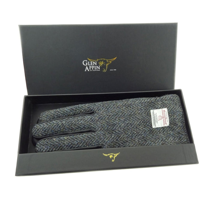 Harris Tweed & Black Leather Men’s Gloves – Luxury Boxed Gift by Glen Appin - Heritage Of Scotland - COL001 / LGE